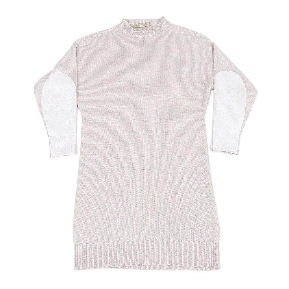 Stella McCartney Wool Cashmere Printed Sleeve Neutral Tunic Sweater Size 38
